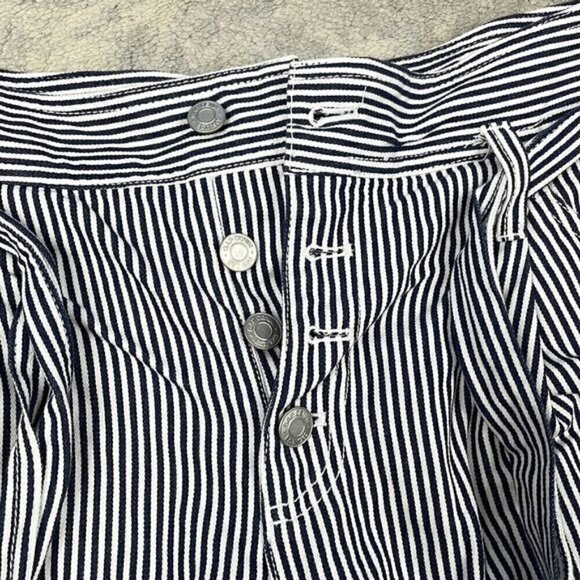 Gap High Rise Pleat Front Striped Cuffed Paperbag Shorts Button Fly Sz 8 - Picture 7 of 14